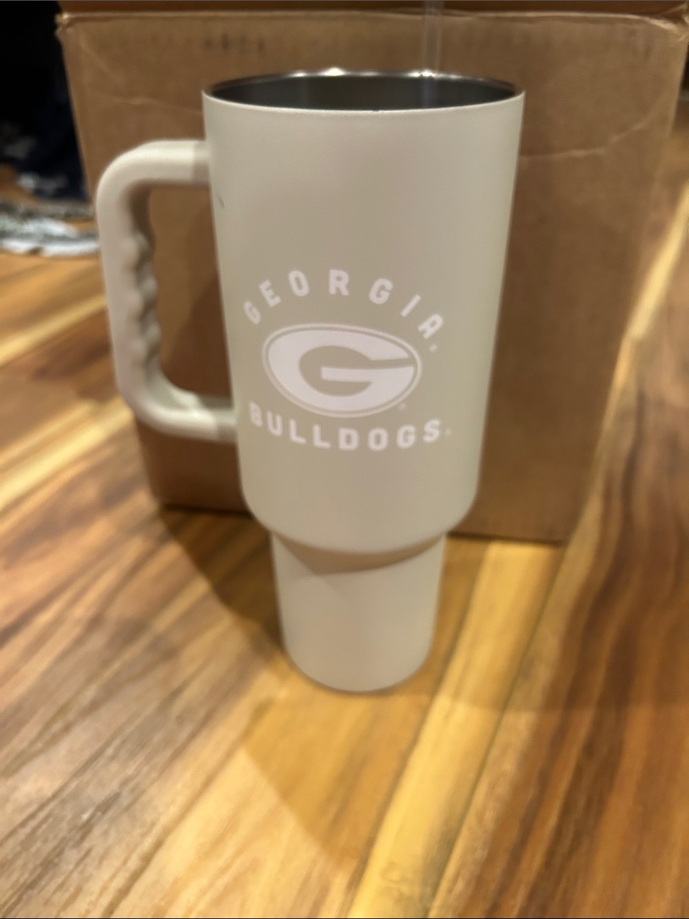 GEORGIA BULLDOGS 40 oz matte grey Travel Mug with Handle no lid straw included